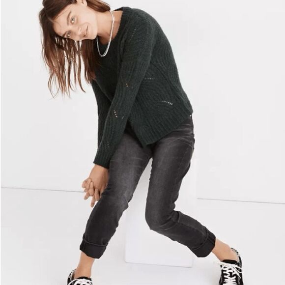 Madewell Charley Pullover Alpaca Blend Forest Green sweater oversize Sz XS - Picture 2 of 7